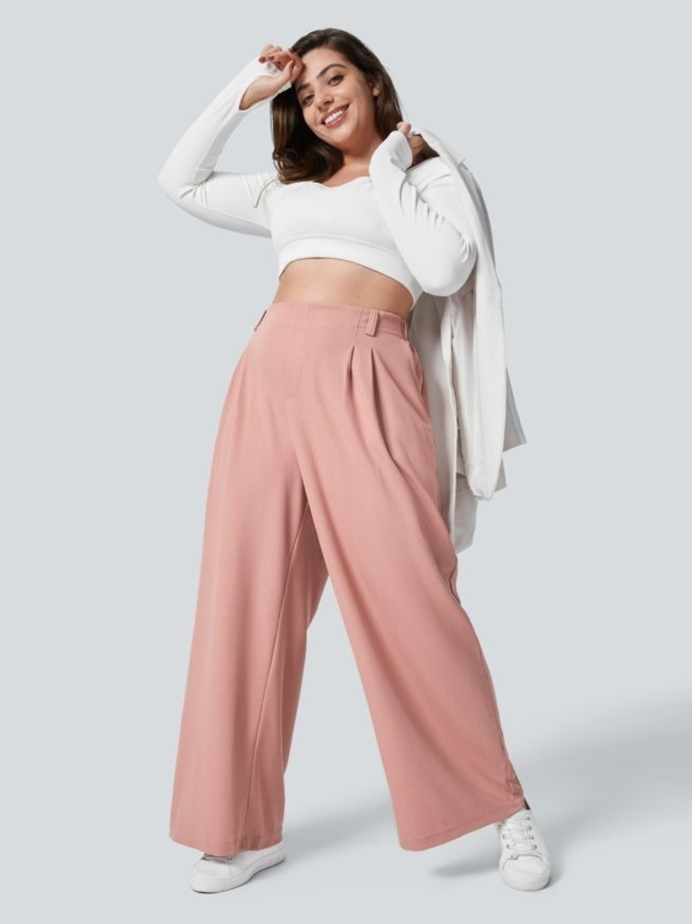 HALARA Blush Wide-Leg High-Waist Trousers